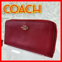 COACH レザー 長財布 ラウンドジップ　赤