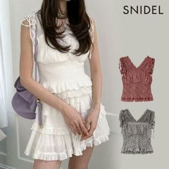 【爆速配送】【新作10%OFF】【即納】 スナイデル SNIDEL トップス 25春夏 シャーリングフリルブラウス ノースリーブ ミドル丈 swfb252102