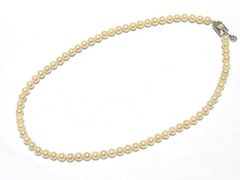 ※送料無料 美品 HANAEMORI ハナエモリ フェイクパール ネックレス ◇ シルバー素材 留め具 レディース アクセサリー ▼7F