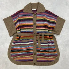 SEE BY CHLOE　シーバイクロエ　ニットポンチョ　カーディガン　総柄　オーバーサイズ　カシミヤ　ウール　マルチカラー　a00219