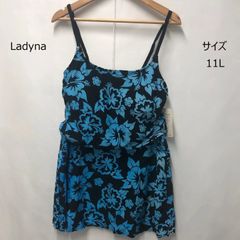 [Discounted/Unused] [Inventory Clearance] Ladyna Women's 3-Piece Swimsuit Set, Black x Blue Hibiscus, Size 11L, Bust 86cm, Hips 92-100cm