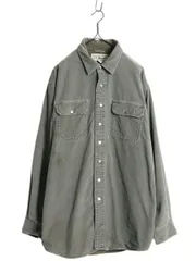 【お得なクーポン配布中!】 エルエルビーン 細畝 コーデュロイ シャツ ジャケット メンズ L 古着 LLBEAN アウトドア 無地 長袖シャツ フリース ライナー付き オリーブ