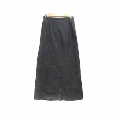 コムサイズム COMME CA ISM 台形スカート ロング マキシ デニム M 黒 ブラック /YK