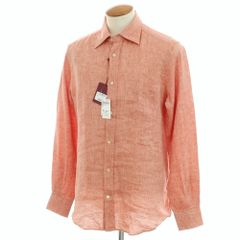 【新品】グランシャツ Glanshirt リネン ワイドカラー カジュアルシャツ ライトレッド【サイズ40】【メンズ】