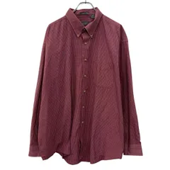 VANHEUSEN 長袖 チェックシャツ XXL レッド マルチカラー ボタンダウン ボタン 胸ポケット カジュアルシャツ チェック柄 春物 a710-6225