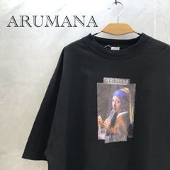 ARUMANA プリントＴシャツ XL ブラック 真珠の耳飾りの少女 オリジナルプリント メンズ