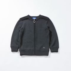 バーバリー BURBERRY BLUE LABEL ジップアップ ニットセーター ブラック ポリエステル 七分丈 トップス ジャケット バーバリーブルーレーベル
