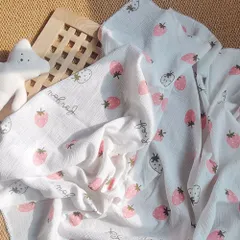 ☆ イチゴ ☆ ベビー おくるみ ガーゼ タオルケット 薄手 ガーゼケット コットン 2重 ベビー お昼寝ケット タオルケット ガーゼ おくるみ 2重ガーゼ ガーゼおくるみ 夏 春 通年 赤ちゃん 新生児 あかちゃん ブランケット お昼寝 ねんね 冷房対策