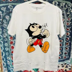 フェリックス ティーシャツ 半袖 メンズ ヴィンテージリプリント L XL 白 FILIX ミッキー  Tシャツ 夏 新品 2XL ホワイト レトロ 個性的 奇抜  攻め 前衛的 ビンテージリプリント  古着 好き プリントT トップス お洒落 MENS