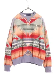 【お得なクーポン配布中!】 ポロ ラルフローレン ネイティブ ニット プリント スウェット レディース S / 裏起毛 セーター トレーナー ワンポイント 総柄 マルチカラー