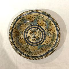 陶藝玉城　鳥文7寸皿　古作