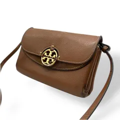 965 トリーバーチ ショルダーウォレット 長財布 ブラウン レザー デカロゴ