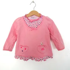 ミキハウス スウェット トレーナー トップス 長袖 ハート柄 ベビー 女の子用 90サイズ ピンク×紫 MIKIHOUSE 【中古】