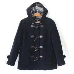 67【極美品】EAST BOY イーストボーイ ダッフルコート 9号 M ネイビー 紺 レディース 裏地チェック 通学 定番 人気ブランド アウター