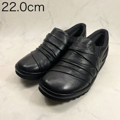 【新品 訳あり】【3E】アトリエ　スクエアトゥドレープスリッポン 　22.0㎝　黒