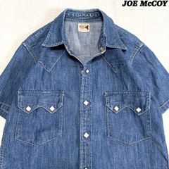 JOE McCOY / The REAL McCOY'S Western Ranchman デニムシャツ ウエスタンシャツ ワークシャツ ノコギリフラップ ショートスリーブ 半袖 14(S)サイズ インディゴブルー 青系 ジョーマッコイ リアルマッコイズ