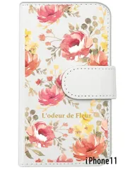 【訳アリ】iPhone11 互換ケース スマホケース 手帳型 全機種互換ケース 花柄 ピオニー ピンク ボタニカル かわいい おしゃれ フラワー (ホワイト) マグネット開閉 ダイアリータイプ 横開き カード収納 カードホルダー