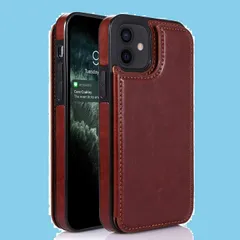 【人気商品】iPhone12 Mini ケース 背面ポケット付き 5.4インチ用 写真入れ カード収納 スタンド機能付き マグネット式 耐衝撃 PU+TPU素材 スマホカバー(ブルー)