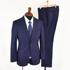 ユニバーサルランゲージ 伊製カノニコ生地 3つボタン シングル 段返り スーツ Y4 / S 濃紺 シャドーストライプ 371910018861 5TG018 【送料無料】【中古】【メンズビジネス】202507