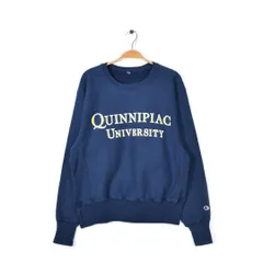 90s チャンピオン リバースウィーブ ヴィンテージ スウェット 紺 ネイビー カレッジプリント QUINNIPIAC M相当 古着 @CF0658
