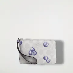 【CO-207】COACH コーナー ジップ リストレット シグネチャー キャンバス ブルーベリー プリント