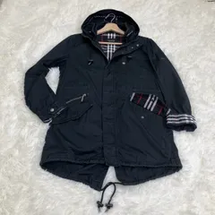 バーバリー  ブラックレーベル ジャケット ドローコード  ドロスト ダブルジッパー ホースロゴ ノバチェック 黒 ★お値段交渉を受け付けます。