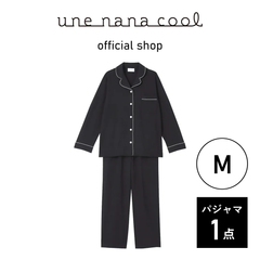 【ウンナナクール公式】＼数量限定／  綿混  サマーブークレー  開襟シャツパジャマ  ブラック  Mサイズ  1点