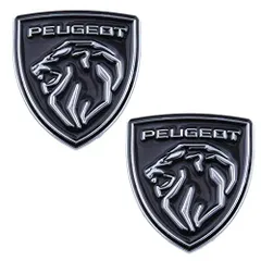 黒銀 PEUGEOT エンブレム 盾 獅子 3Ｄ金属のステッカー 自動車、トラック、バン、クーペに適する カーアクセサリー トランク、側面などに貼る ２個セット (黒銀)