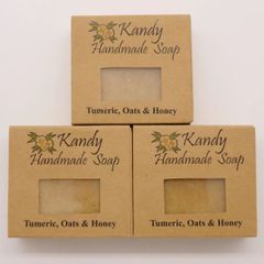ターメリック、オーツ&ハニー石鹸（110g）by Kandy Handmade Soap