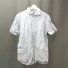 ◇ B:MING<!-利用不可文字-!>by BEAMS フロントボタン カジュアル マルチ柄 半袖 シャツ サイズL ブルー メンズ E  【1308160008010】