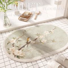 バスマットさわやか花鳥柄カーペットマット室内マット戸口マットトイレマット