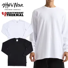 SHAKA WEAR 9.0 OZ HEAVYWEIGHT THERMAL LONG SLEEVE Tシャツ【BLACK/WHITE】(SHAK WEAR プレーン ロンT サーマル 長袖 無地 ブラック 黒 ホワイト 白 PRO CLUB プロクラブ)