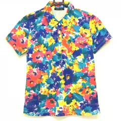 【超美品】リエンダスエルタ 半袖ポロシャツ ブルー×イエロー 花柄 レディース S ゴルフウェア rienda sueltaのサムネイル
