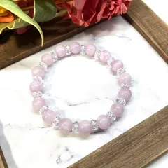 クンツァイト パワーストーン ブレスレット 天然石ブレスレット 8mm (カット水晶)  メンズ・レディース　男性・女性　数珠ブレス　開運  [5]