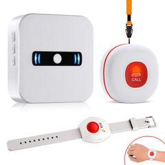 新品 緊急ボタン 高齢者 100Ｍ受信距離 電池式受信機1+コールボタン発信機1+腕時計式発信機1 55曲選択 5段階音量調節 呼出ベル 介護用品 赤色 ワイヤレス 家庭用呼び出しベル ナースコール DAYTECH