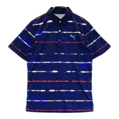 サイズ：M PUMA GOLF プーマゴルフ  半袖ポロシャツ ボタンダウン 総柄 ネイビー系 [240101495135] ゴルフウェア メンズ ストスト