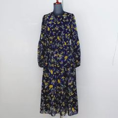 【美品】 DAMA collection　ダーマコレクション　7AR サイズ　ロングワンピース　花柄　ネイビー　シャツワンピ