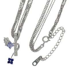 本物 ビス Bis サファイア 0.18ct ダイヤモンド 0.28ct K18 WG ネックレス ペンダント ホワイトゴールド ブルー アクセサリー ジュエリー 中古 【フォロー割】