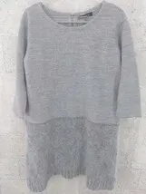 ◇ LAUTREAMONT ロートレアモン 切替 長袖 膝丈 ワンピース 38 グレー *  【1002799072014】