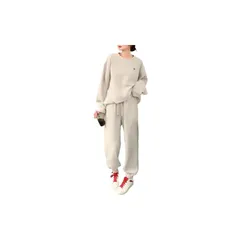 【新品】 [マグノ] レディース ルームウェア 部屋着 長袖 カットソー トップス ロングパンツ 2点 セット (M, グレージュ) 1