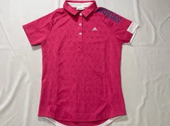 【214051】adidas アディダス  トライアングル総柄　デザイン 半袖ポロシャツ　Mサイズ  ・ ピンク