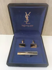 【中古品】イヴサンローラン Yves Saint Laurent タイピン カフス セット YSL ブラック ゴールド ネクタイピン 現状品