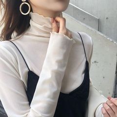 【新品商品】ハイネック　メロウ　トップス　シアーシャツ　インナー　春夏　透け感　きれいめ　韓国