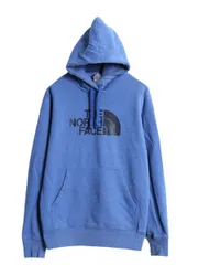 【お得なクーポン配布中!】 ノースフェイス プリント スウェット フード パーカー メンズ М 古着 The North Face トレーナー プルオーバー 裏起毛 アウトドア ブルー