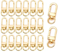 ハンドメイド パーツ アクセサリー 交換 修理 DIY 360度回転 手芸用品 回転フック ワンタッチキーホルダー 手作り ナスカン 素材 20個セット 金具 (ゴールド) キーホルダー