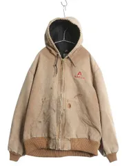 【お得なクーポン配布中!】 雰囲気系 US企画 カーハート アクティブ ジャケット メンズ XL / ダック フルジップ パーカー 中綿 キルティング ライナー ワーク 企業 茶