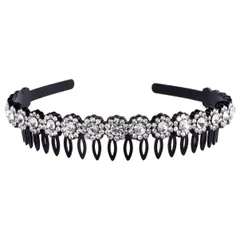 【数量限定】ヘアアクセサリー 大人っぽい ラインストーン付き ヘアフープ キラキラ ヘアバンド 滑り止め コーム付きカチューシャ 波型 レディース 前髪 カチューシャ 髪飾り FRCOLOR ホワイト