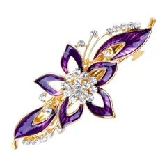 【クーポン有】パーティ紫 結婚式 レディース ヘアアクセサリーお花 キラキラ髪飾り卒業式 入学式 水晶 髪留め リボン ヘアピン (Ｃパール) 大きい バレッタ ヘアクリップ mefeny