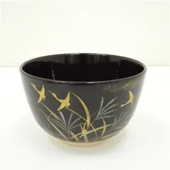 抹茶茶碗　三宅陽春　黒釉桔梗図　京焼 2025年最新色絵金彩抹茶碗の人気アイテム - メルカリ