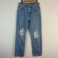 Levi's リーバイス 505 ジーンズ デニムパンツ ストレートデニム ダメージ加工 インディゴブルー W32 L30 メンズ 古着 アメカジ カジュアル